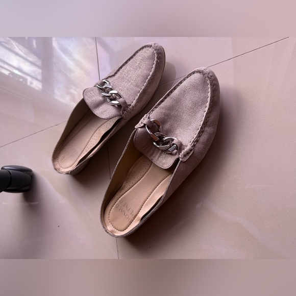 Donald Pliner Women's Bless 8.5 B  Distressed Metallic Mules Light Pink  Taupe - Picture 5 of 16